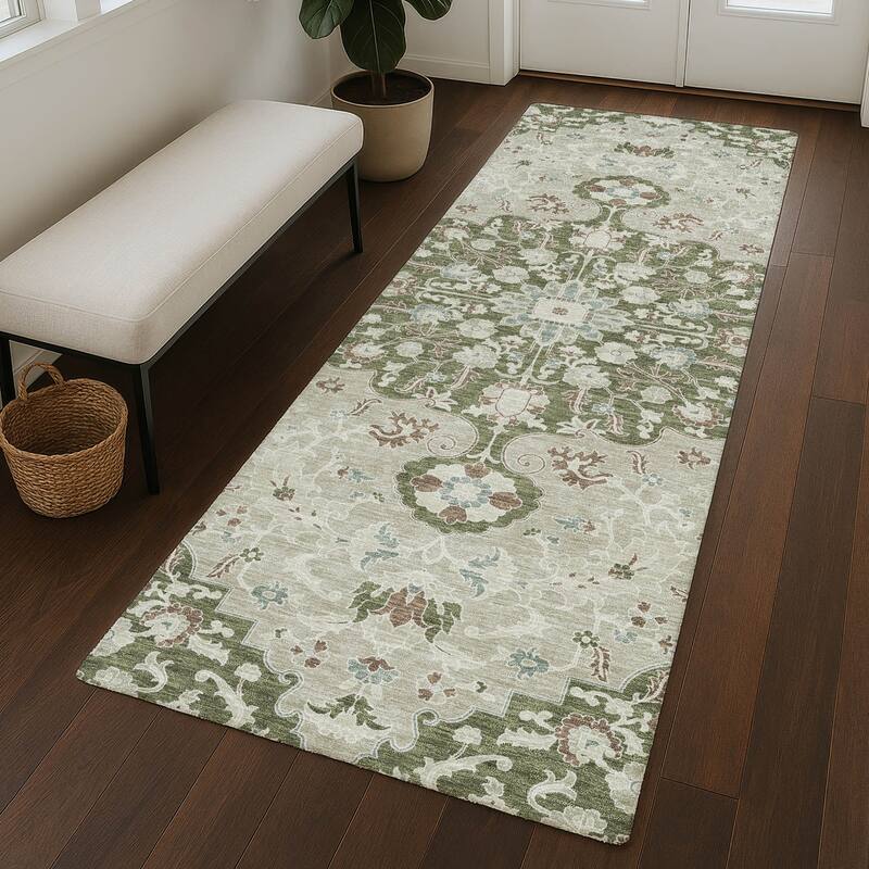Machine Washable Indoor/ Outdoor Traditional Savannah Chantille Rug