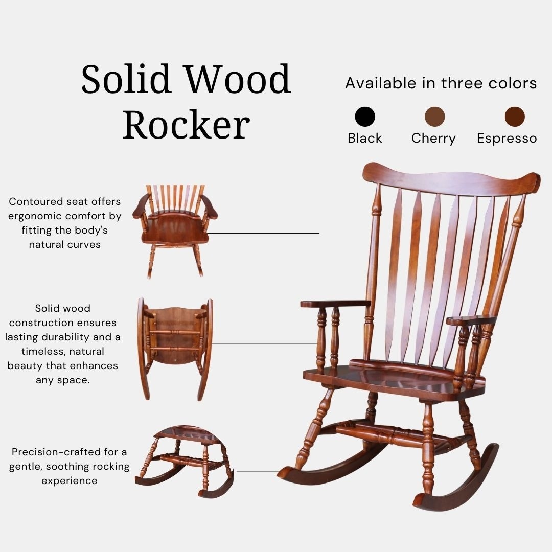 International Concepts Solid Wood Rocking Chair 28 W x 36 D x 44.5 H