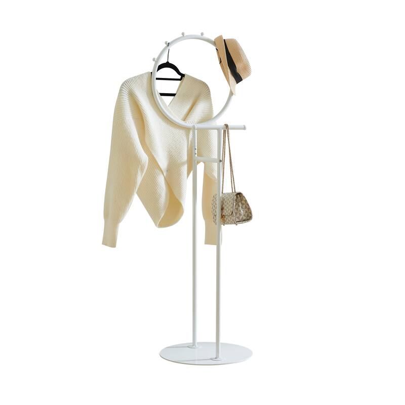 Cheska Metal 6-Hook Circular Frame Valet Stand