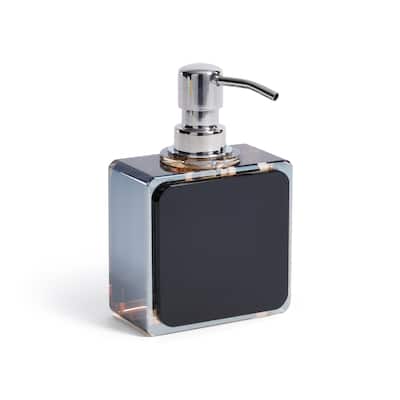 Decorative Crystal Tonal Black & Amber Glass Soap Dispenser - Black, Amber