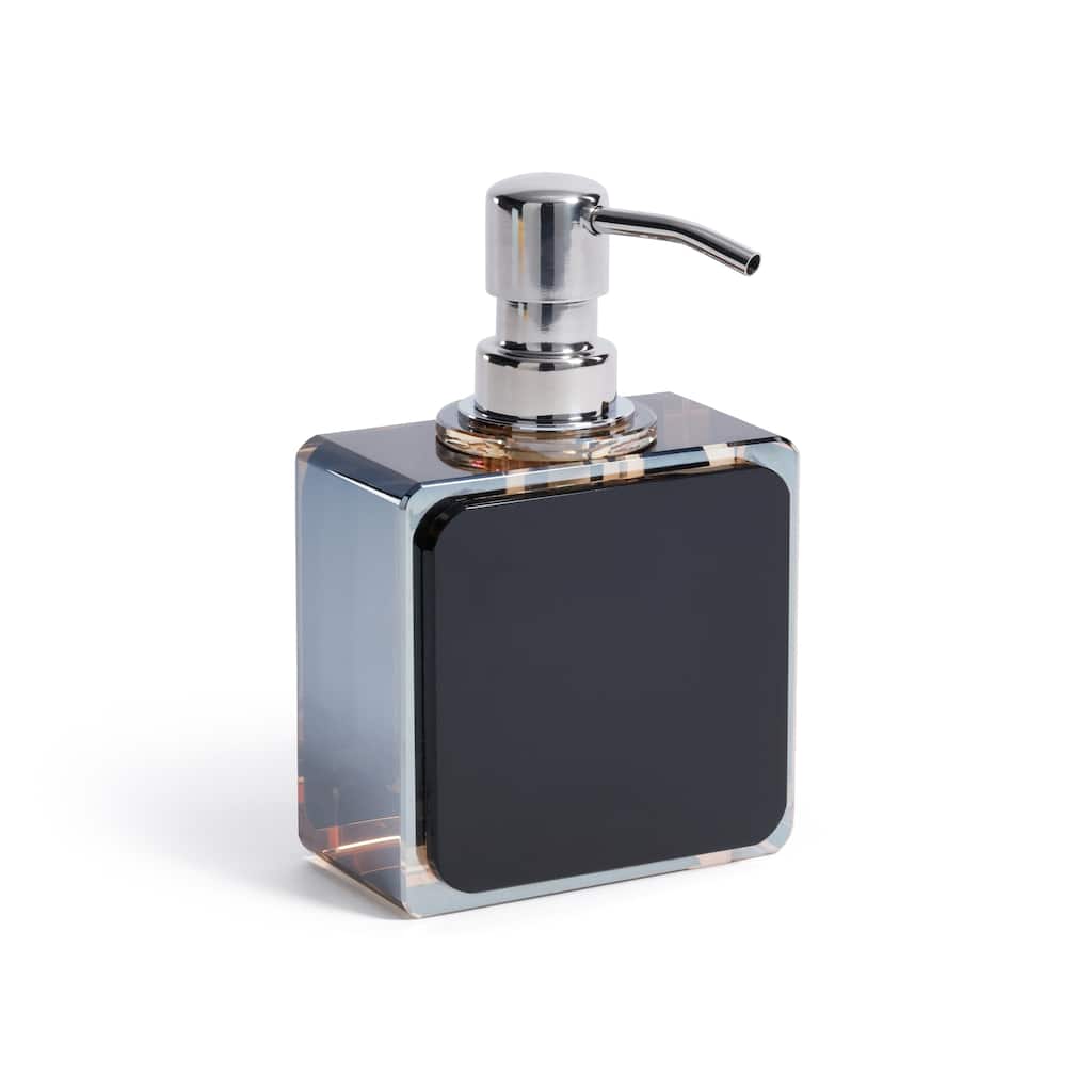 Decorative Crystal Tonal Black & Amber Glass Soap Dispenser - Black, Amber