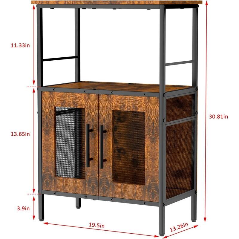 Kitchen Bakers Rack with Storage, Microwave Carts with Adjustable Feet, 3-Tier Coffee Cart Station,Kitchen Microwave Stand