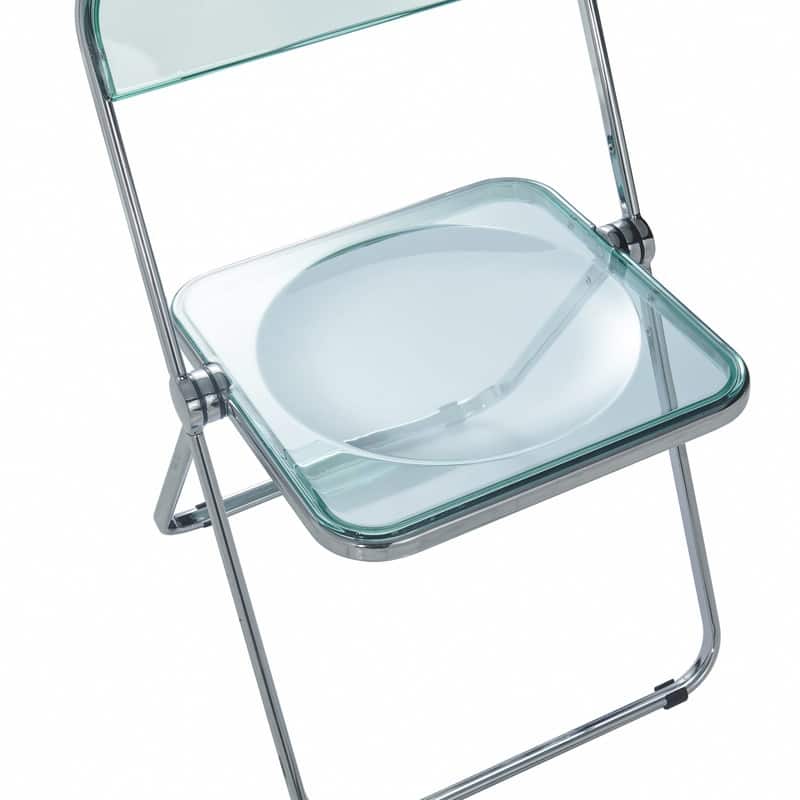 Lawrence Modern Clear Acrylic Transparent Folding Chair with Chrome Steel Frame for Condos and Apartments Set of 4 - 30"