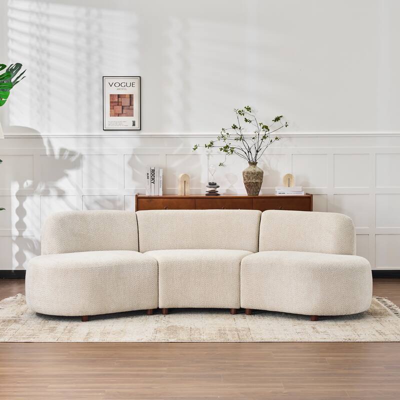 Christopher Knight Home - 110-Inch Cloud Moderne Upholstered Curved Modular Sectional Sofa Boucle Armless