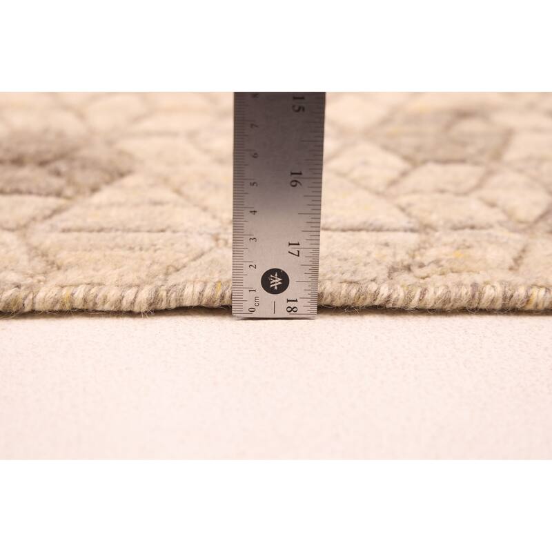 ECARPETGALLERY Hand Loomed Elysian Beige Wool Rug - 7'11 x 10'1