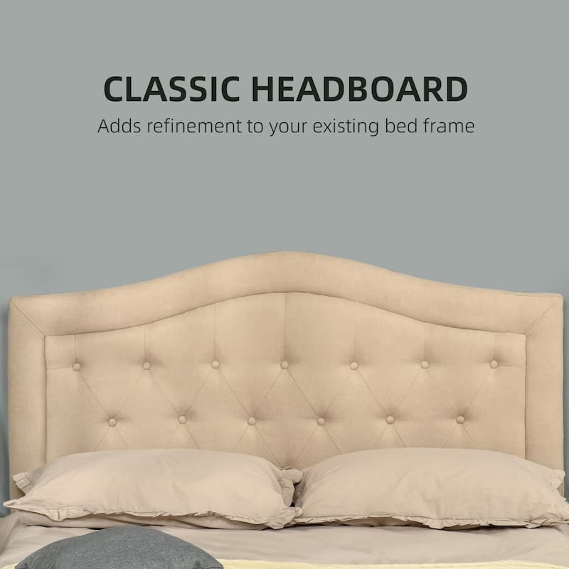 HOMCOM Upholstered Headboard, Button Tufted Bedhead Board, Home Bedroom Decoration for Full-Sized Beds