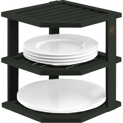 Plate Organizer for Cabinet - Bamboo Kitchen and Bathroom Organization, Cabinet Organizer, and Corner Shelf Kitchen Organizer