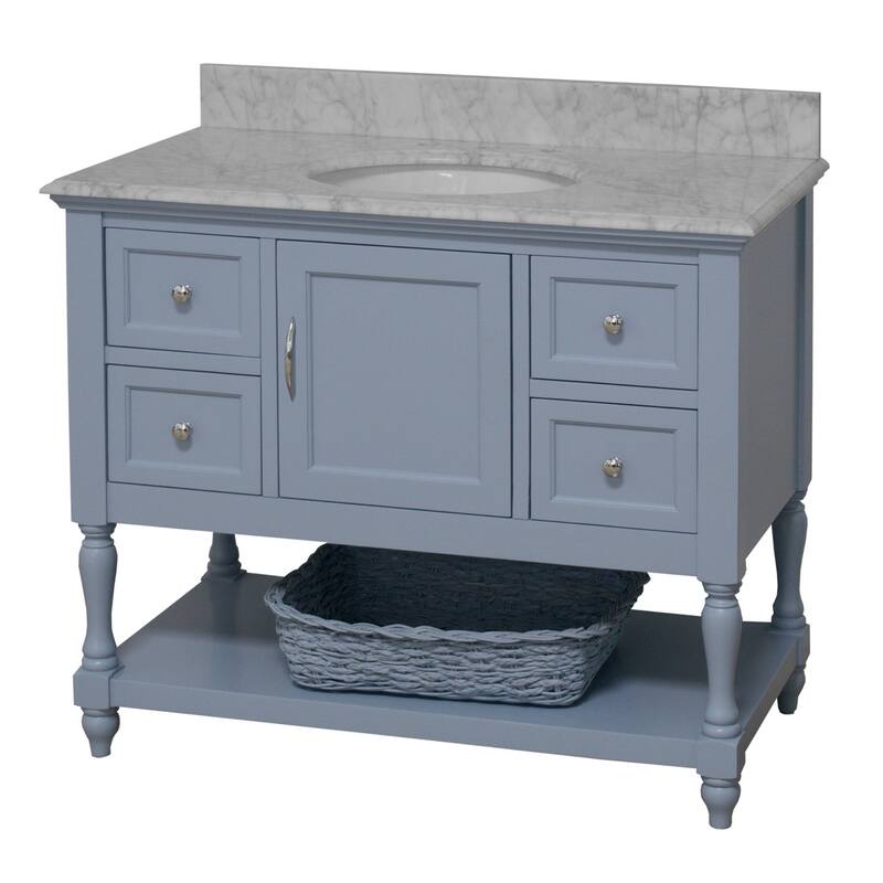 KitchenBathCollection Beverly 42" BathroomVanity w/ Carrara Marble Top