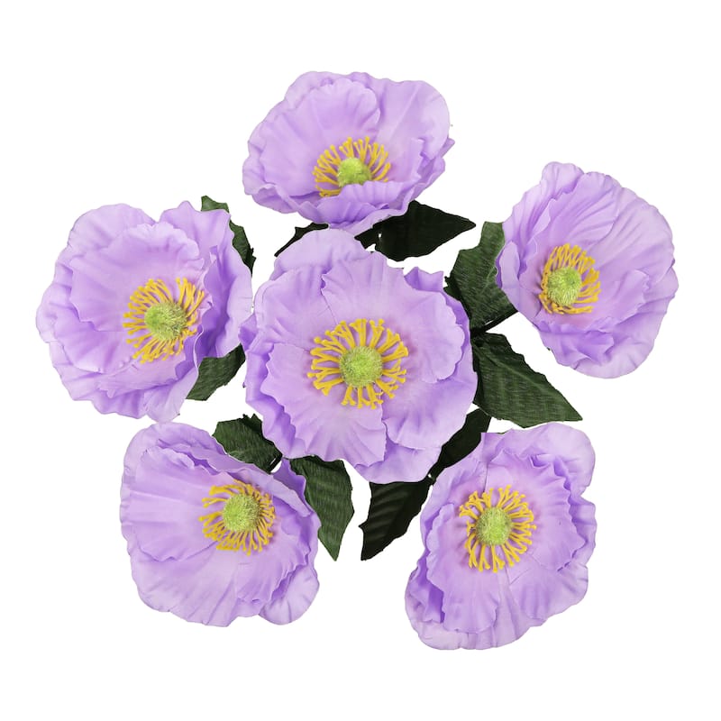 Set of 12 Lavender Artificial Poppy Flower Stem Bush Bouquet 14in - 14" L x 8" W x 8" DP