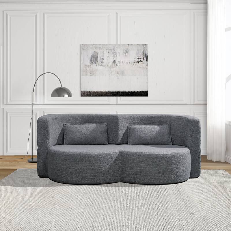 GDFStudio - Corduroy 2-Seater 79" Folding Floor-to-Ceiling Sofa Bed - DARK GREY