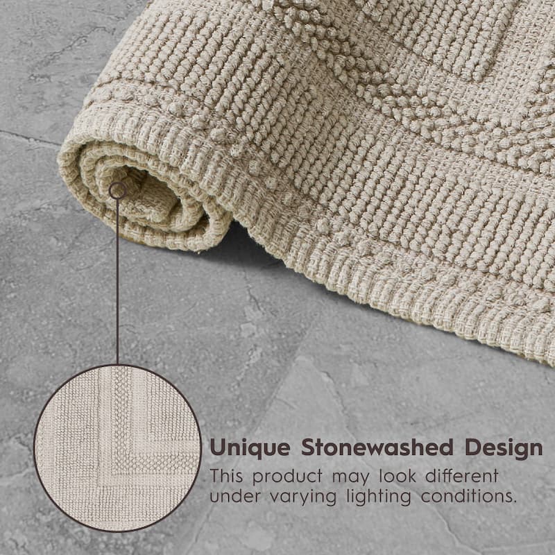 Jean Pierre Cotton Stonewash Racetrack 17 x 24 in. Bath Rug