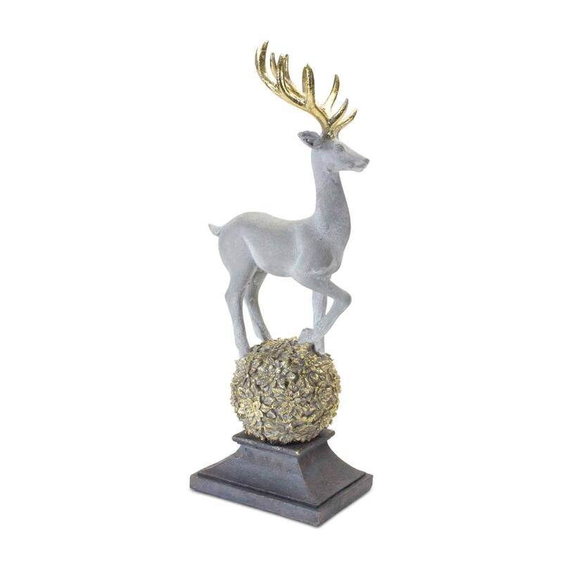 18" Winter Deer on Orb Tabletop Christmas Figurine