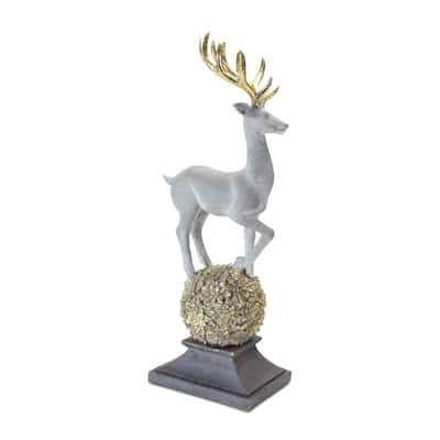 18" Winter Deer on Orb Tabletop Christmas Figurine