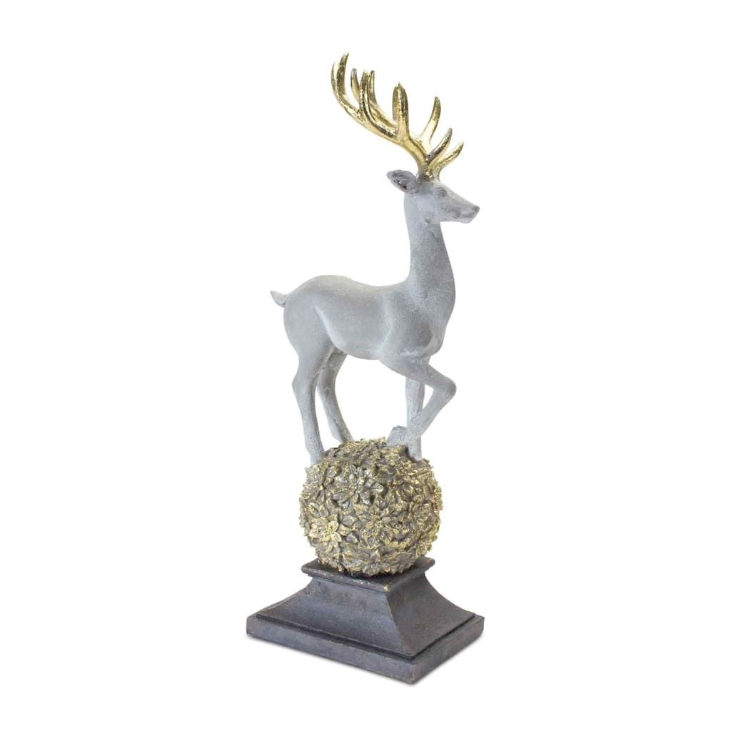 18" Winter Deer on Orb Tabletop Christmas Figurine