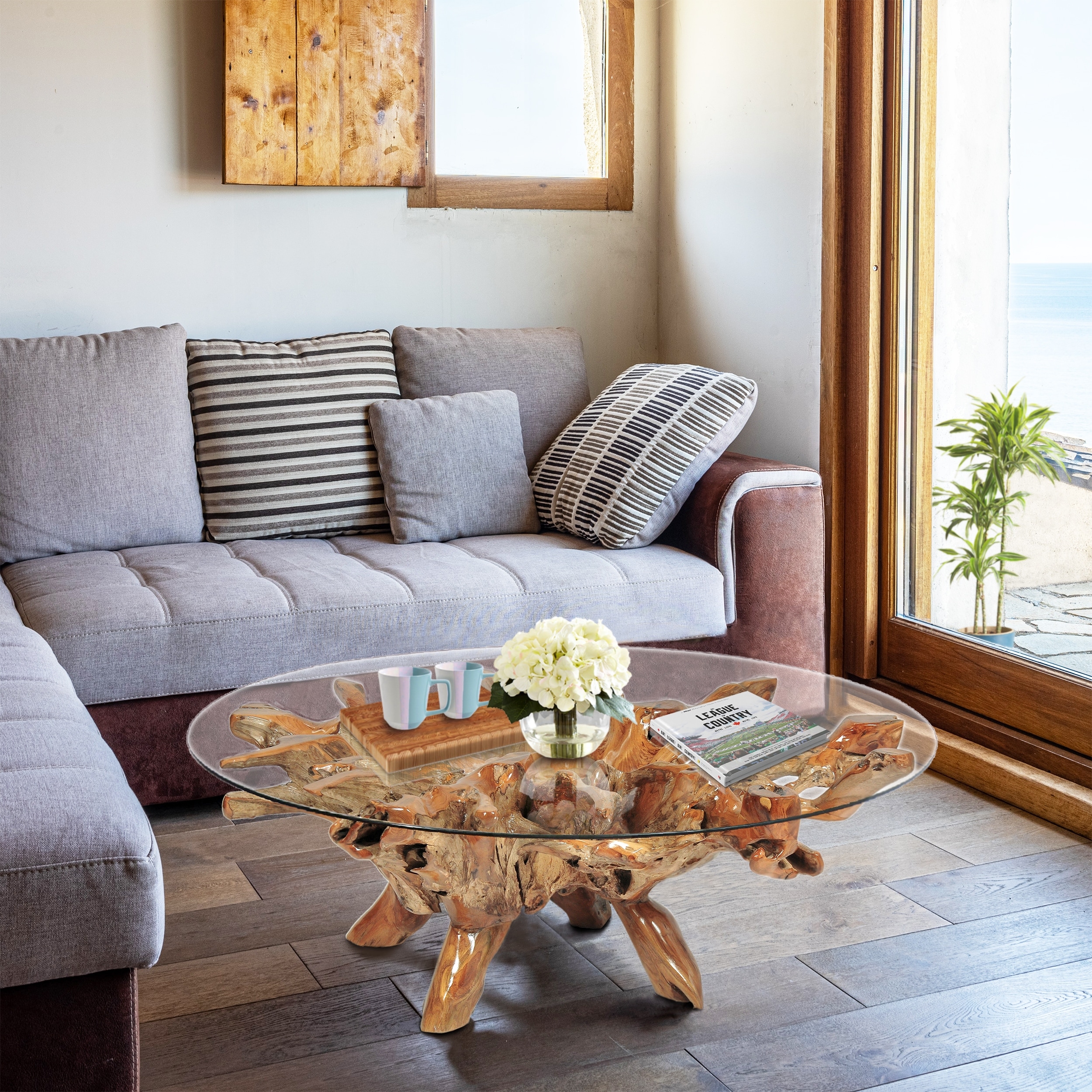 Chic Teak Rustic Teak Wood Root Coffee Table Including 55 Inch