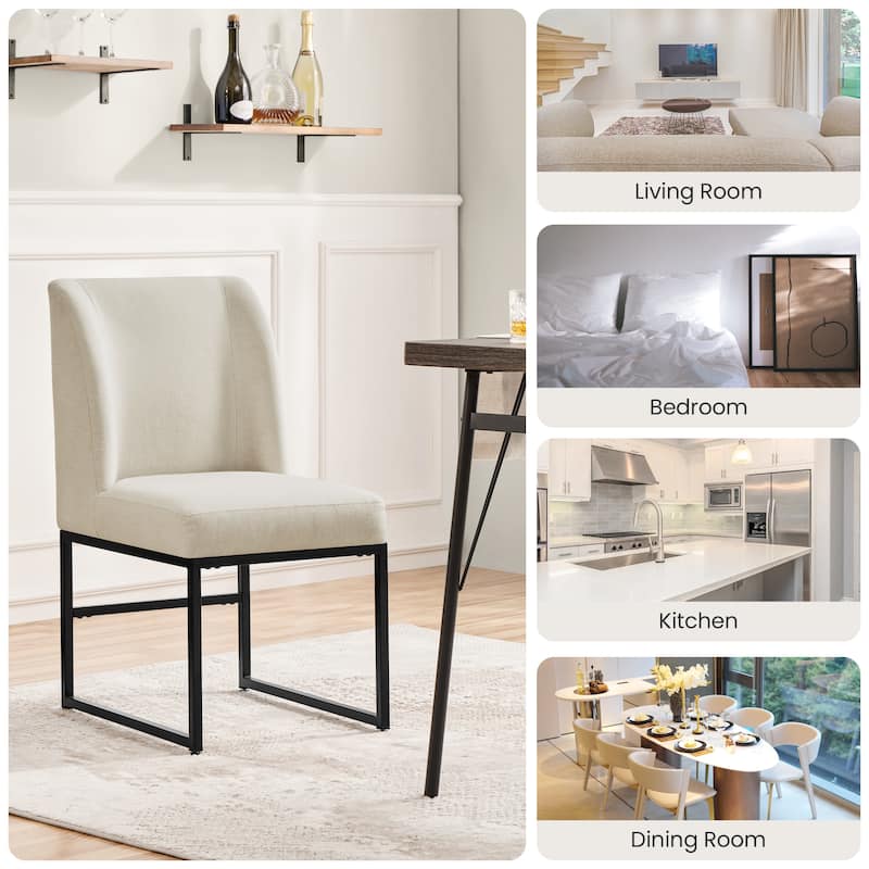 Yaheetech 2pcs Modern Upholstered Dining Chairs With Metal legs, Beige