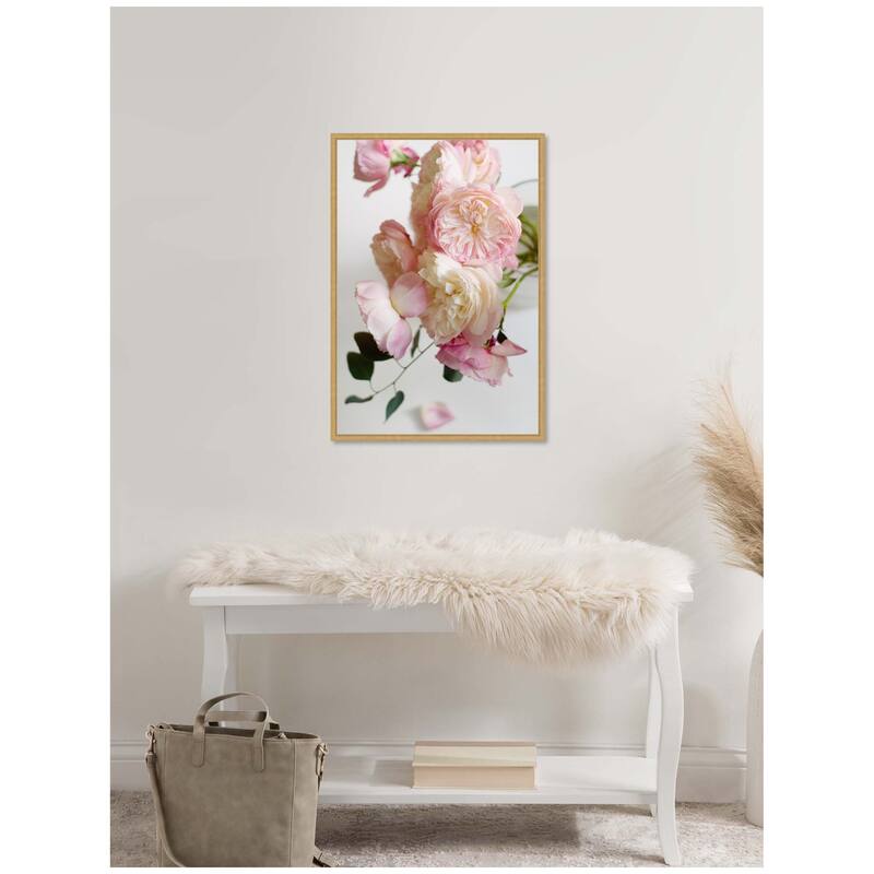 Kate and Laurel Sylvie Soft Pink Flower Bouquet Framed Canvas by Kristy Campbell