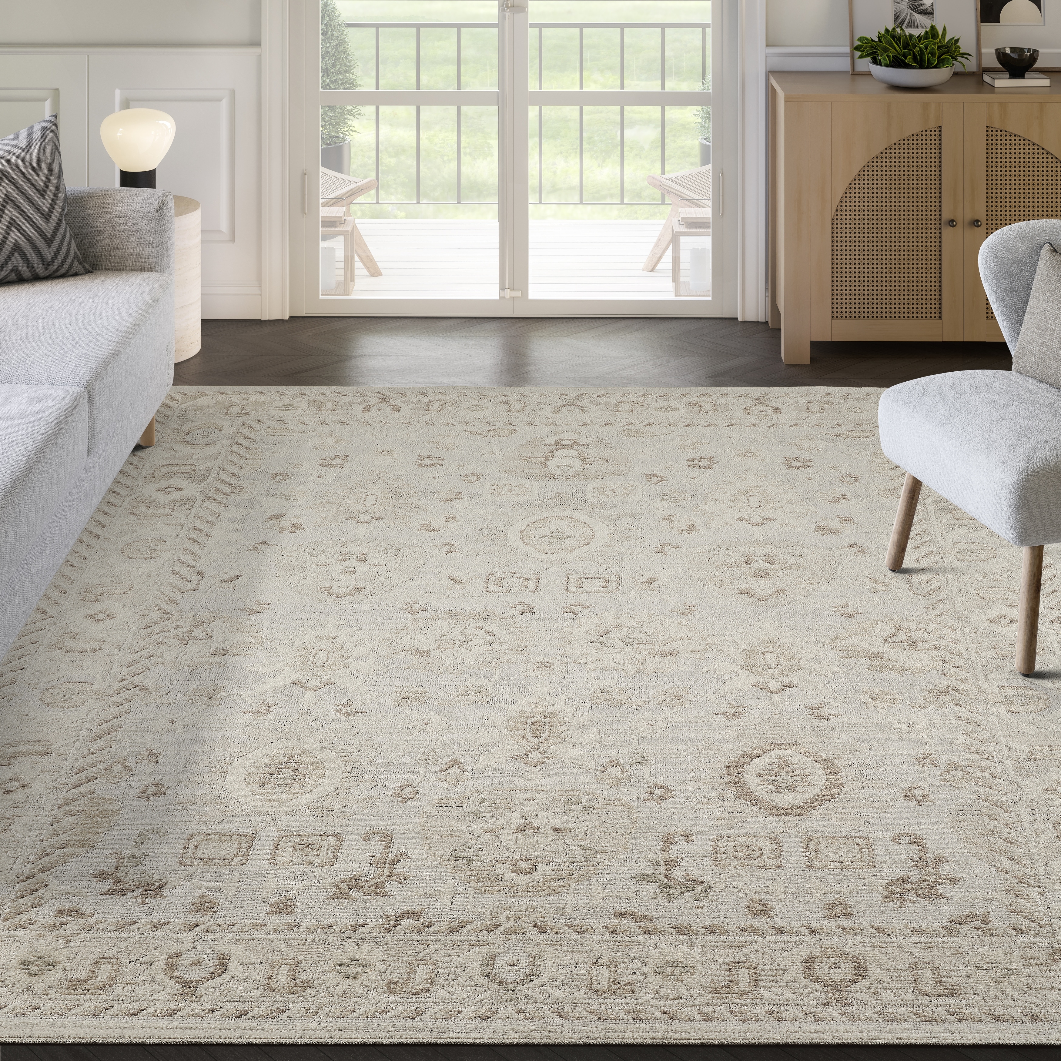 Abani Rugs NRA100A Traditional Medallion Pattern Slate Grey Area Rug