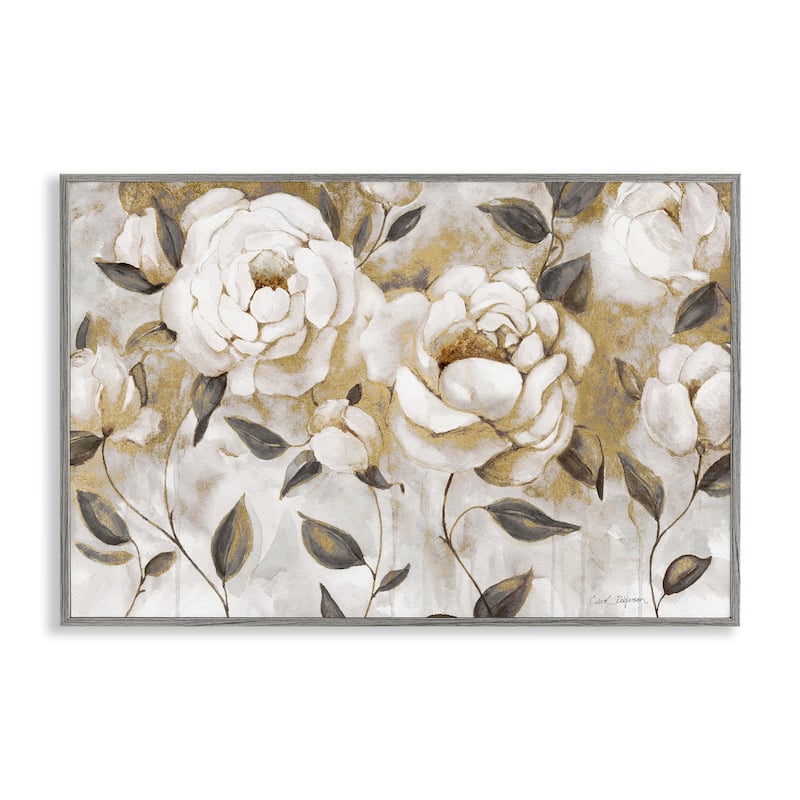 Stupell Warm Neutral Flowers Framed Giclee Art Design By Carol Robinson - 24 x 16 - Grey
