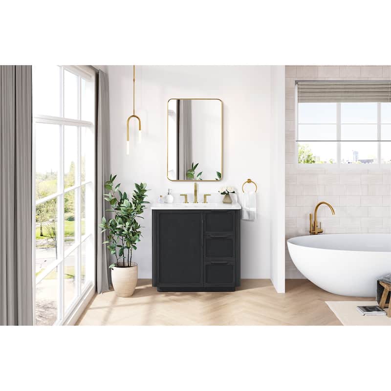 Busan Bath Vanity with White Quartz Stone Top without Mirror