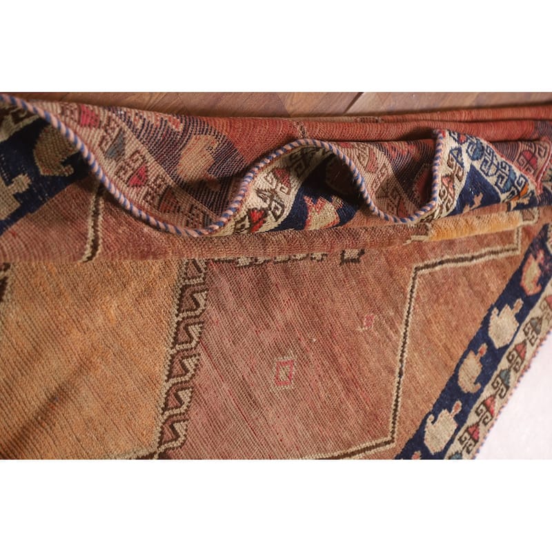 Vegetable Dye Gabbeh Qashqai Persian Antique Rug Handmade Wool Carpet - 4'2"x 7'3"