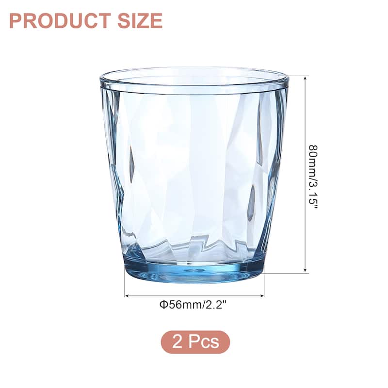 2Pcs Acrylic Drinking Glasses Plastic Reusable Tumblers - Sky Blue - 7oz