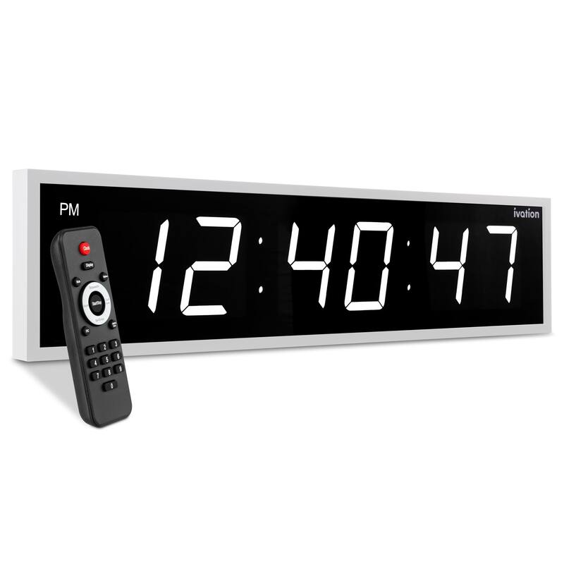 Ivation Large Digital Clock, Led Wall Clock with Stopwatch, Alarms, Timer & Remote, White - 24" - White