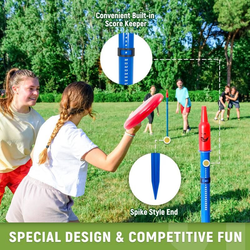 Outdoor Games Flying Disc Game Set, Fun Bottle Drop Yard Games
