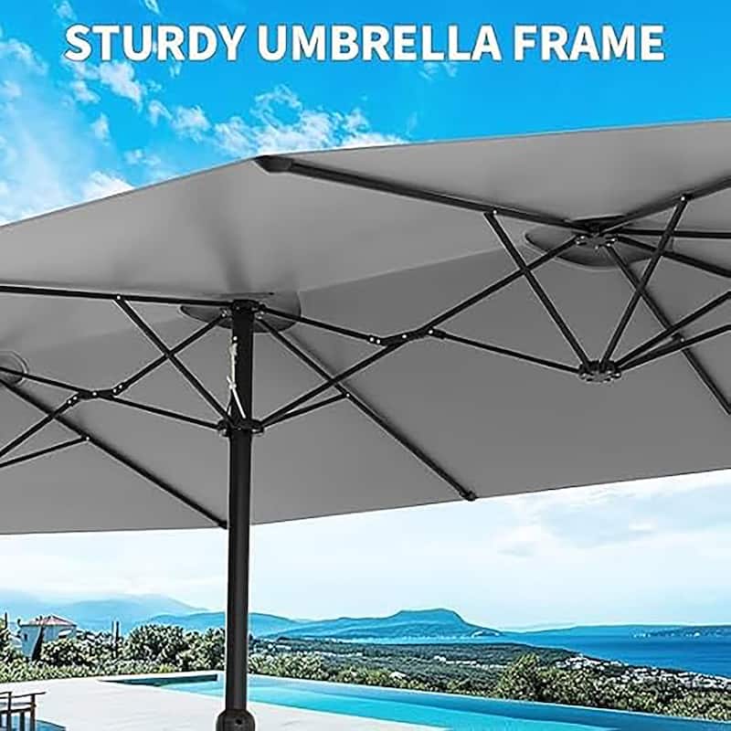 13ft Outdoor Market Umbrella, Double-Sided Twin Large Patio Umbrella