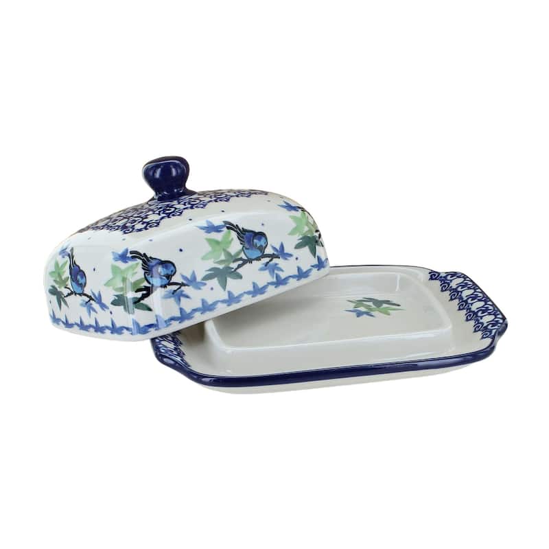 Blue Rose Polish Pottery 295 Ceramika Artystyczna Butter Dish