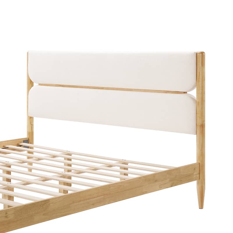 Scandinavian Platform Bed Frame with Headboard Fleece