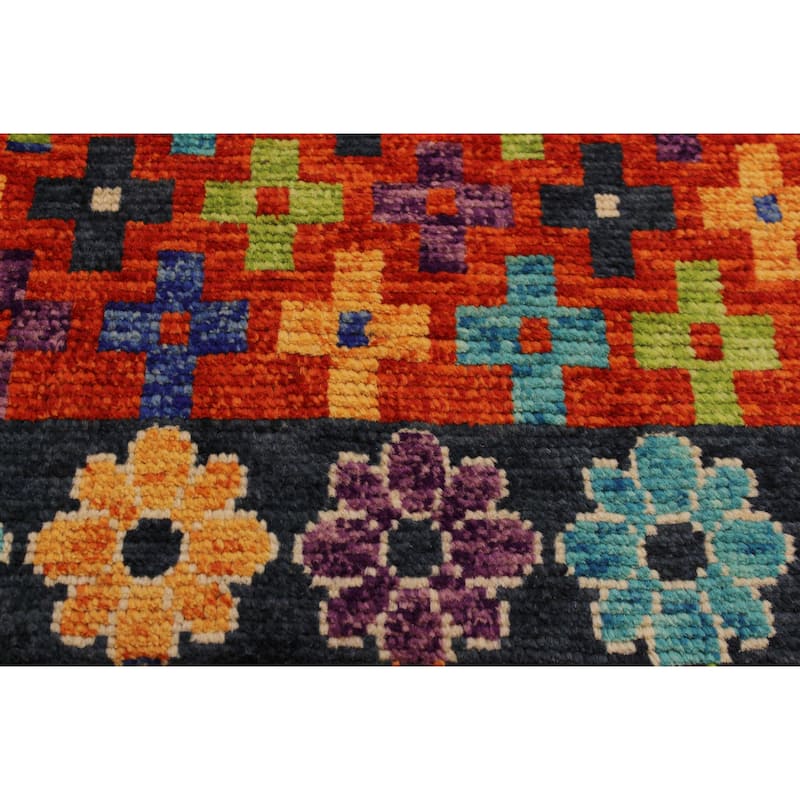 Boho Chic Balochi Tanner Rust/Gray Hand Knotted Wool Rug - 5'6'' x 7'9''