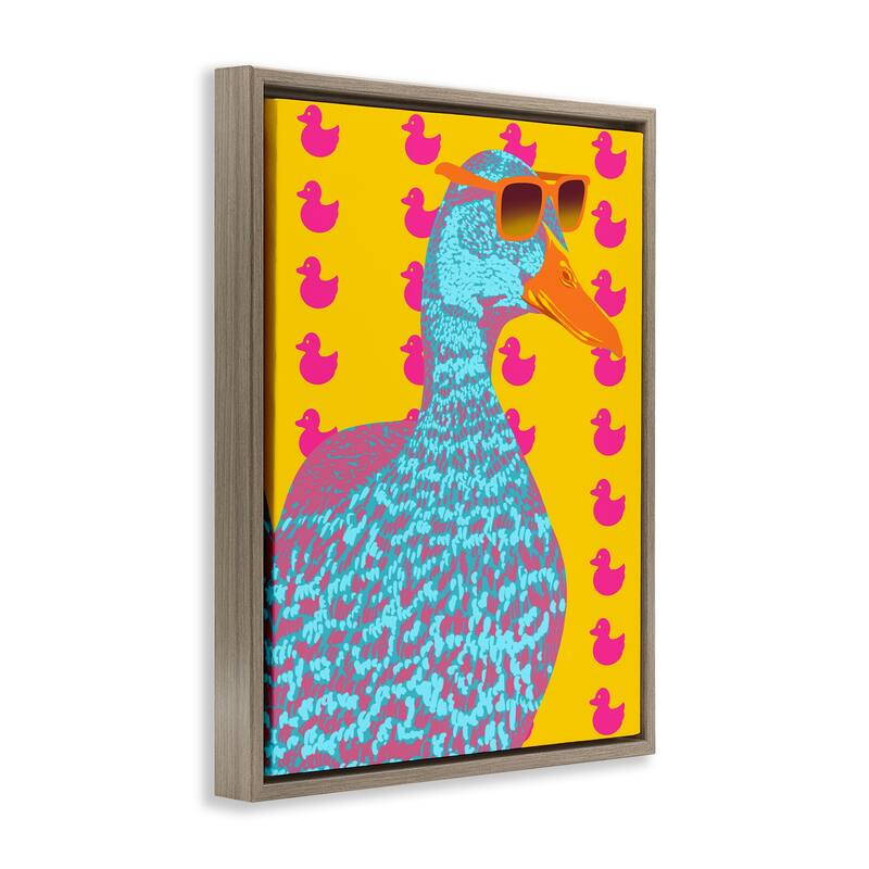 Stupell Quirky Vibrant Goose Framed Floater Canvas Wall Art Design By Marcus Prime