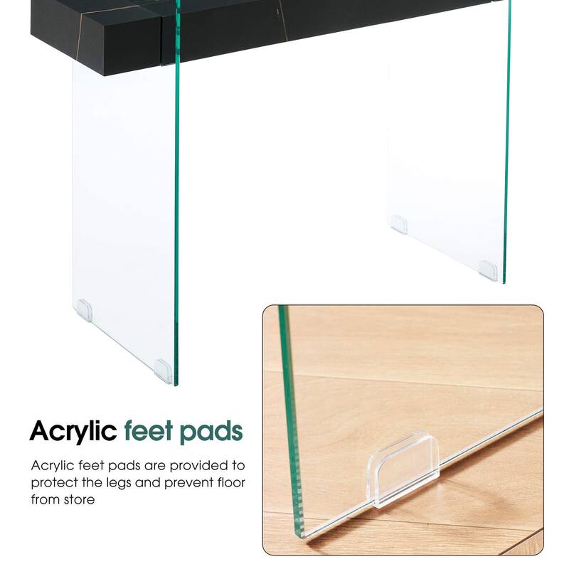 ivinta Glass Console Table with Storage, Small Narrow Entryway Table for Living Room, 39.4" Modern Sofa Table