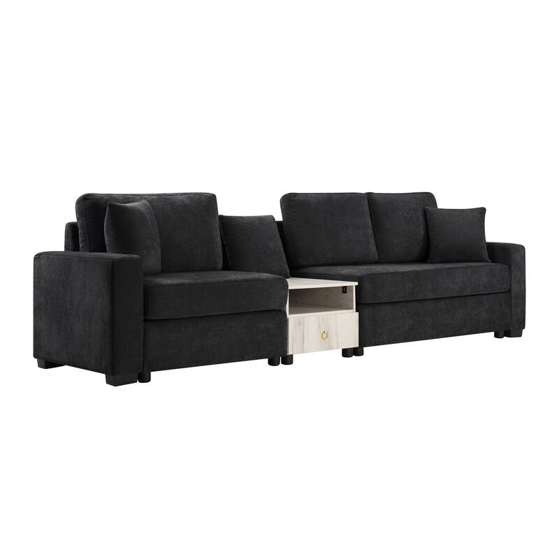 Christopher Knight Home - Havencrest 111.8" Modern Upholstered Modular Sofa with Storage Armrest Center Console