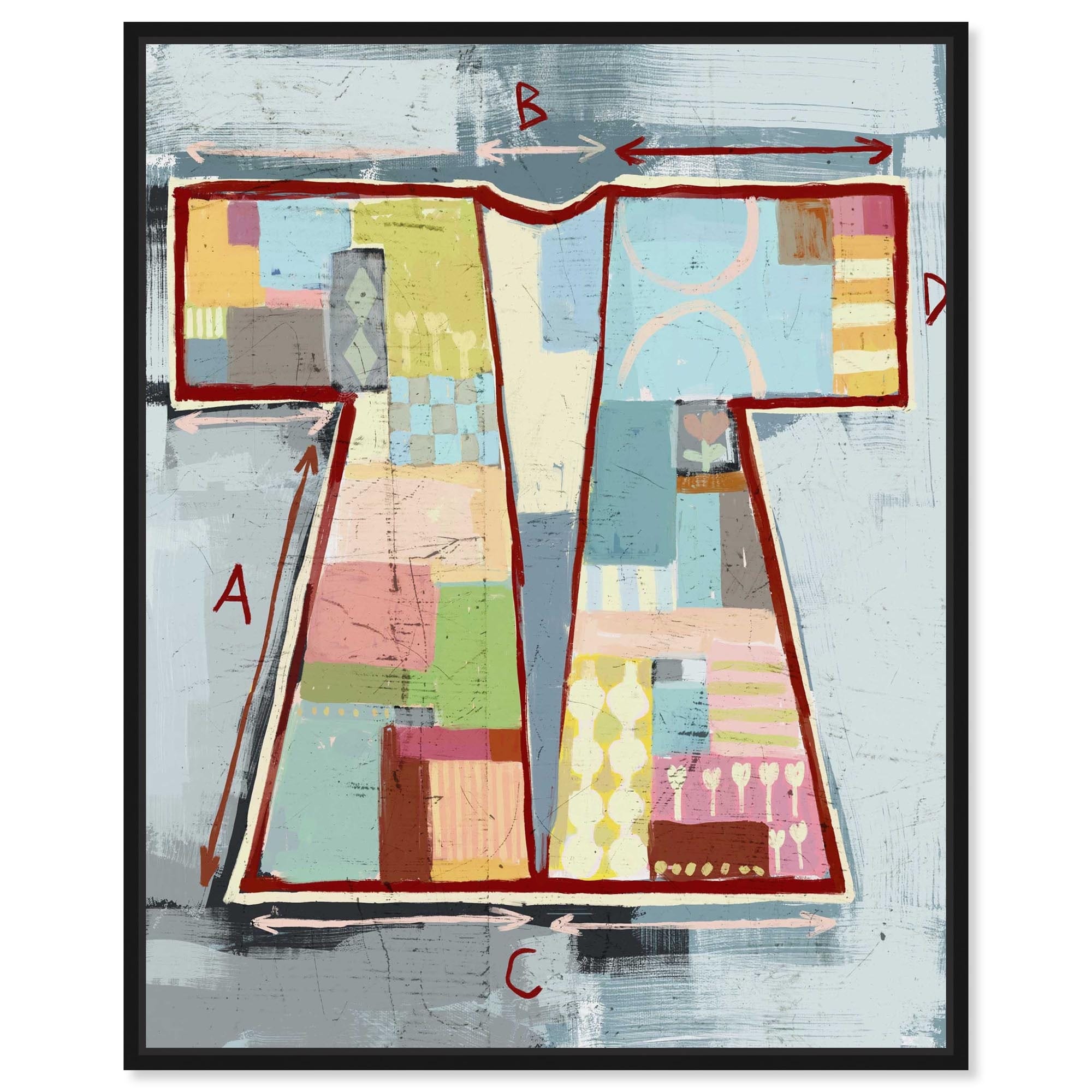 Color Kimono Living Room Art Framed Canvas Print by Notoriart