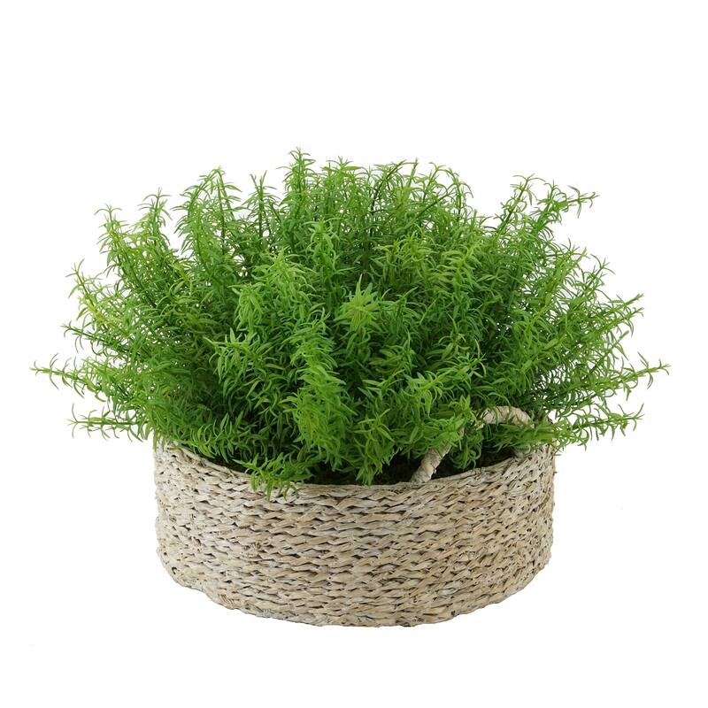 Faux Rosemary Grass in Large Seagrass Tray Basket