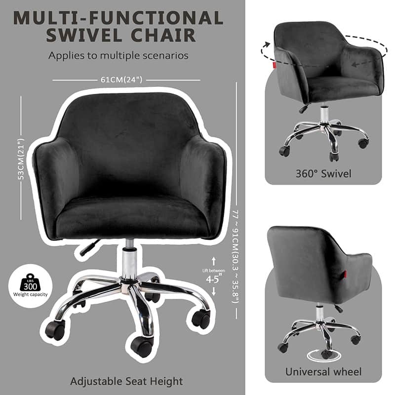 VANITII Accent Chair Swivel Vanity Chair Office Desk Chair With Wheels Modern Height Adjustable Pink/Grey/White