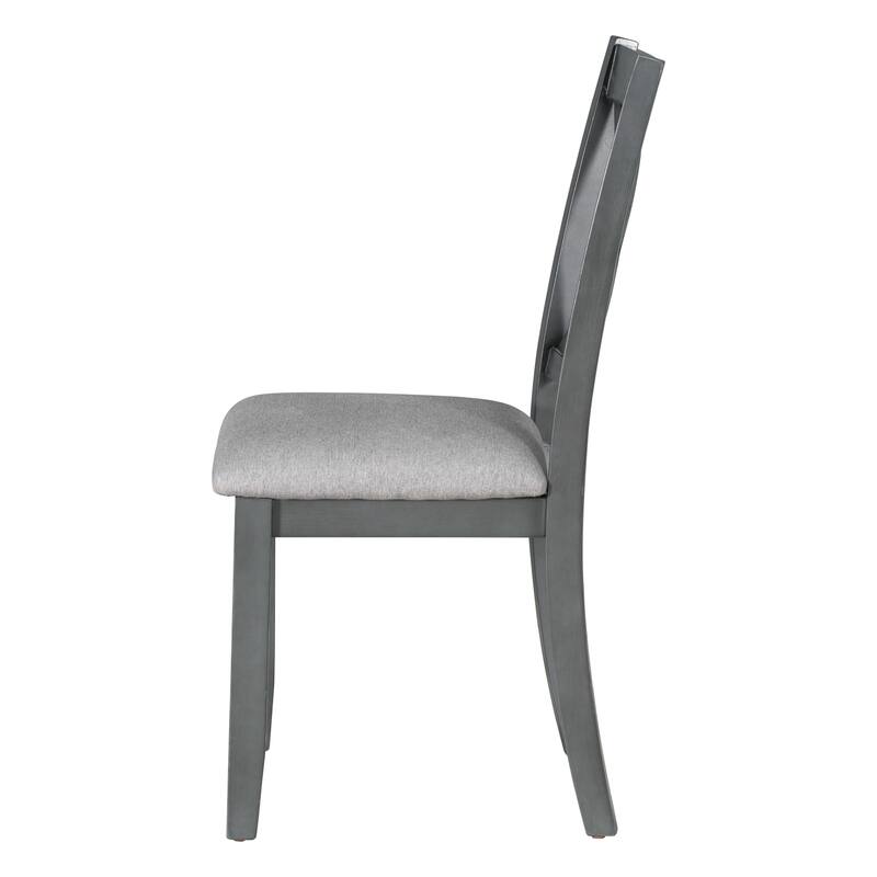 6-Piece Family Dining Set with Foldable Table and 4 Chairs and Bench