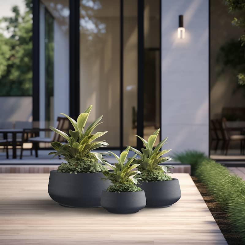 Tall Concrete Round Plant Pots / Large Indoor and Outdoor flower Planters