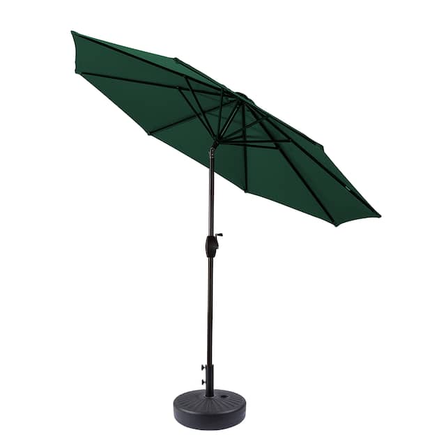Holme 9-foot Steel Market Patio Umbrella with Tilt-and-Crank - Dark Green