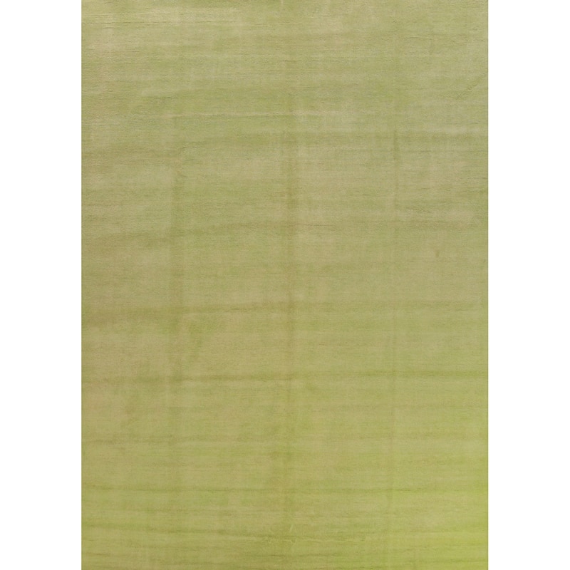 Pistachio Green Solid Gabbeh Persian Area Rug Handmade Wool Carpet - 9'5" x 12'2"