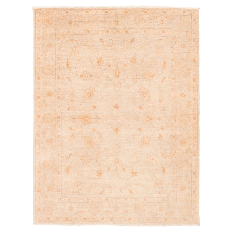 ECARPETGALLERY Hand-knotted Chobi Finest Ivory Wool Rug - 5'7 x 7'4 - Ivory - 5'7 x 7'4