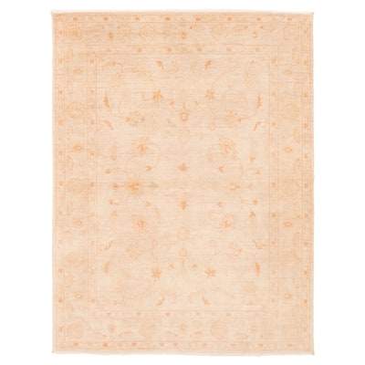 ECARPETGALLERY Hand-knotted Chobi Finest Ivory Wool Rug - 5'7 x 7'4