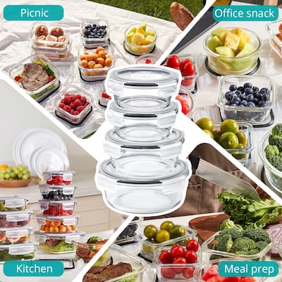 Sorbus 28-Piece Glass Food Storage Containers with Lids - Airtight, Microwave, Fridge, Dishwasher Meal Prep Containers