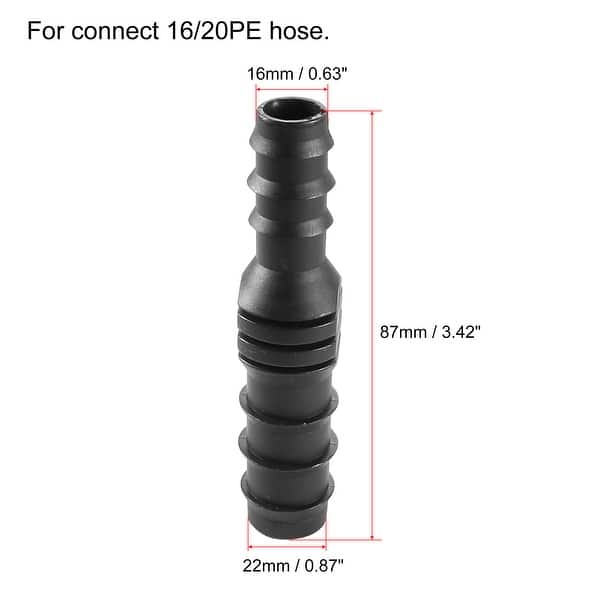 MroMax Barb Drip Pipe Connector 16PE Tubo Raccordo Dritto per Giardino Agricolo Irrigazione Sistema, Plastica Nero 20pcs