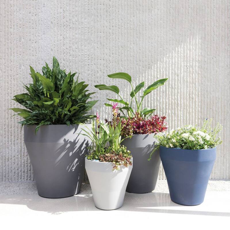 TruDrop Self Watering Rim Modern Round Planter with Water Level Indicator