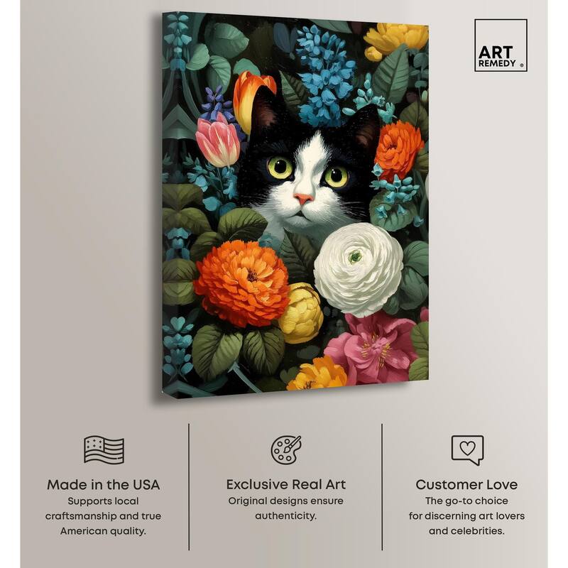 Secret Garden Cat Canvas by Art Remedy, Gallery Wrapped