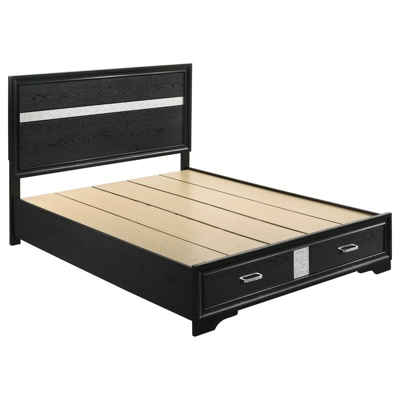 Queen Storage Bed with 2 Dovetail Drawers, Black Finish, Stylish Bedroom Storage Solution, Classic Design