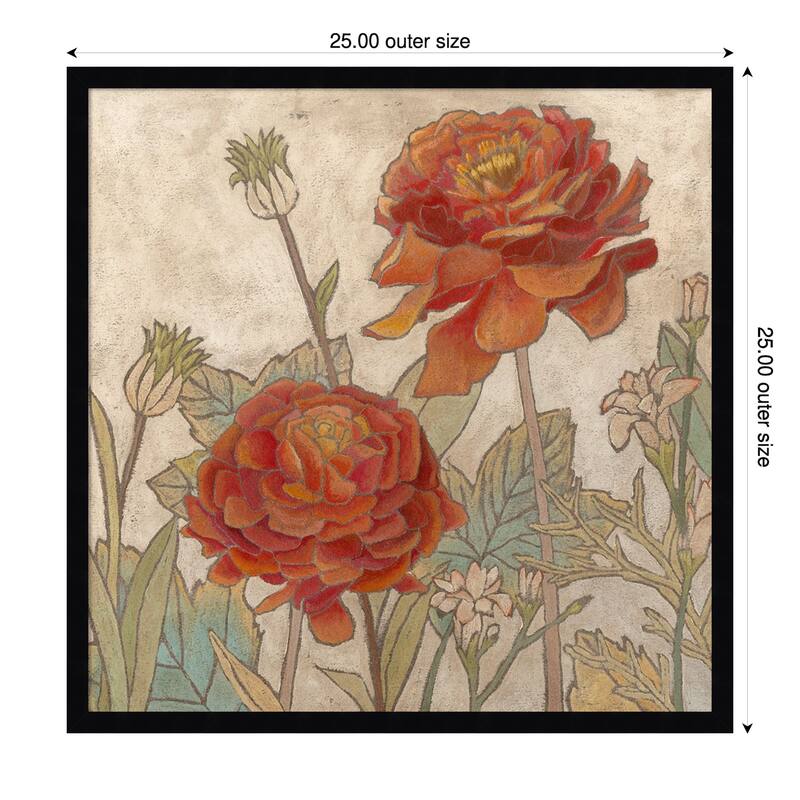Rising Sun Blooms No. 2 by Megan Meagher Wood Framed Wall Art Print - 25 x 25 in - Black